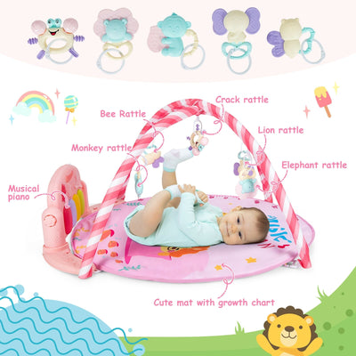 Baby Activity Play Mat with 5 Hanging Sensory Toys