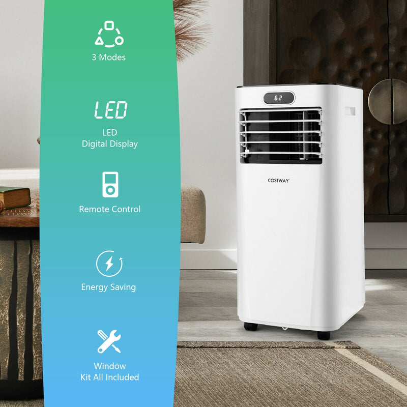 8000BTU 3-in-1 Portable Air Conditioner with Remote Control