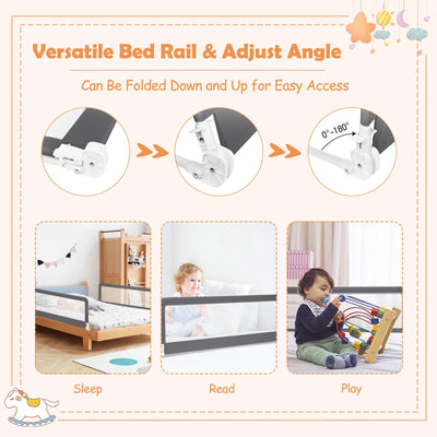 59 Inch Extra Long Folding Breathable Baby Children Toddlers Bed Rail Guard with Safety Strap