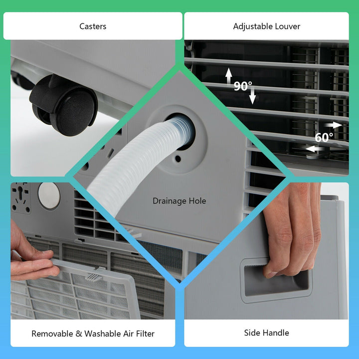 8000BTU 3-in-1 Portable Air Conditioner with Remote Control