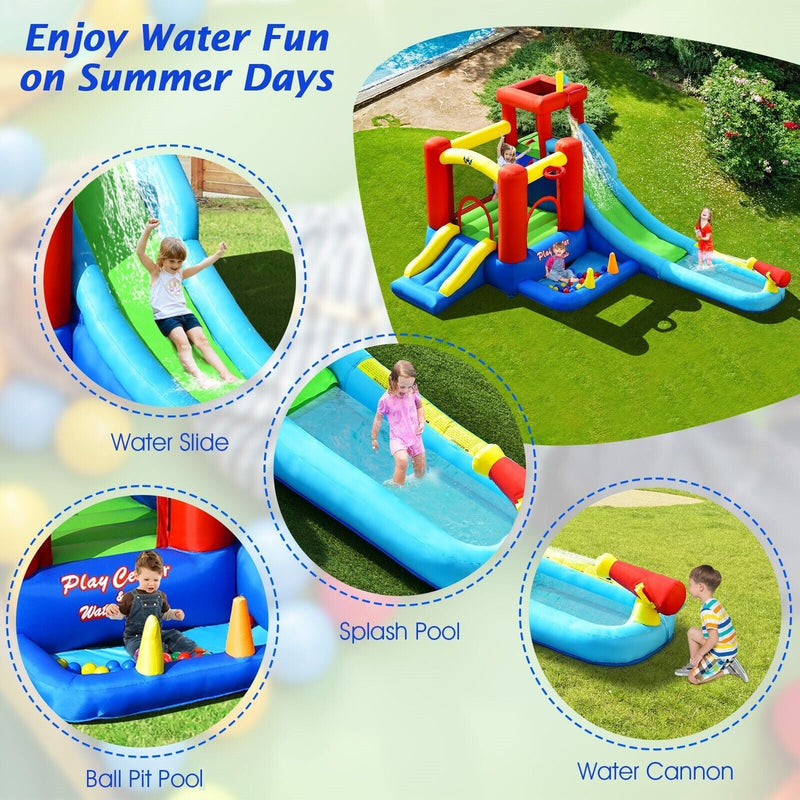 9-in-1 Inflatable Kids Water Slide Bounce House without Blower