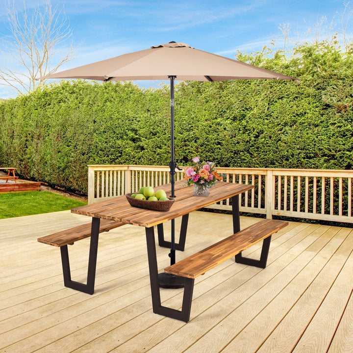70 Inch Dining Table Set with Seats and Umbrella Hole