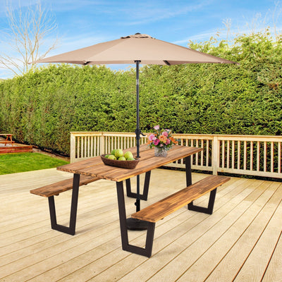 70 Inch Dining Table Set with Seats and Umbrella Hole