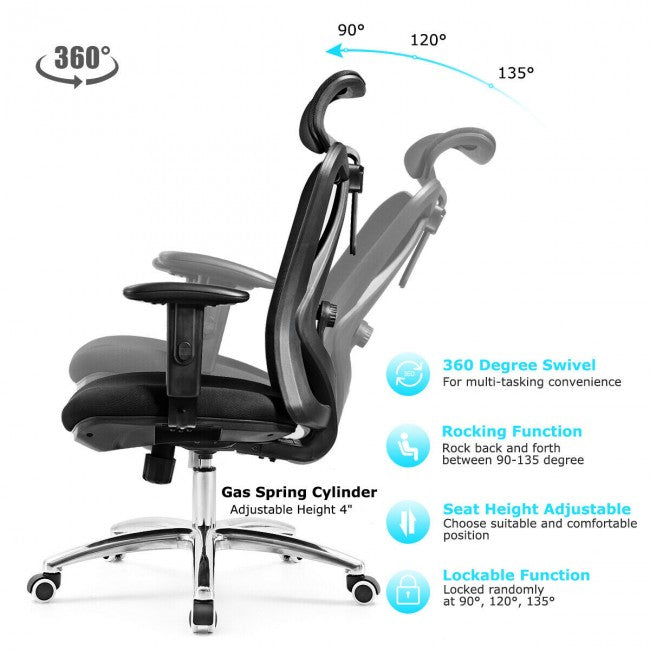 Chairliving - Mesh Swivel High Back Office Chair with Adjustable Height