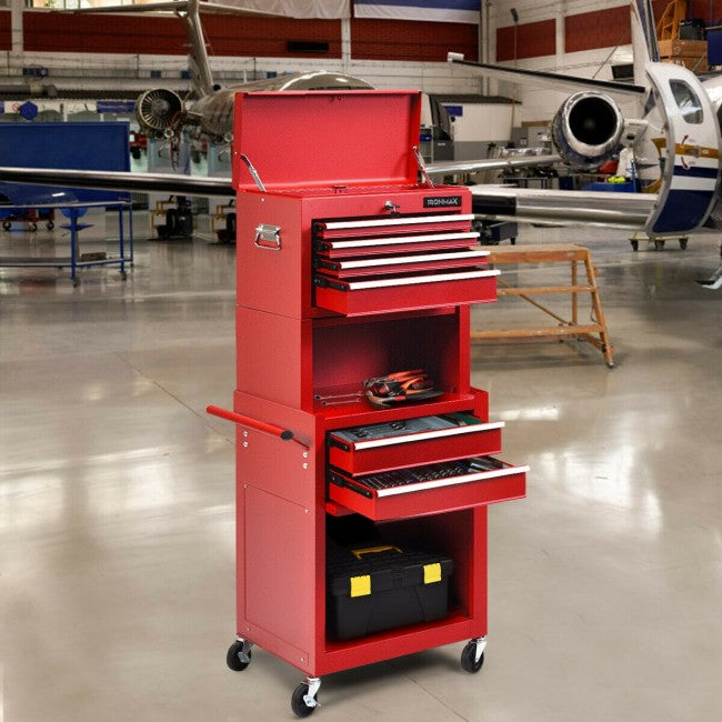 6-Drawer Rolling Tool Chest Removable Storage Cabinet Toolbox Organizer with Wheels and Lock