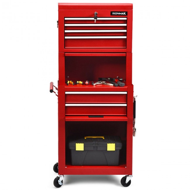 6-Drawer Rolling Tool Chest Removable Storage Cabinet Toolbox Organizer with Wheels and Lock