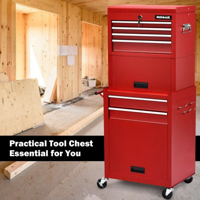6-Drawer Rolling Tool Chest Removable Storage Cabinet Toolbox Organizer with Wheels and Lock