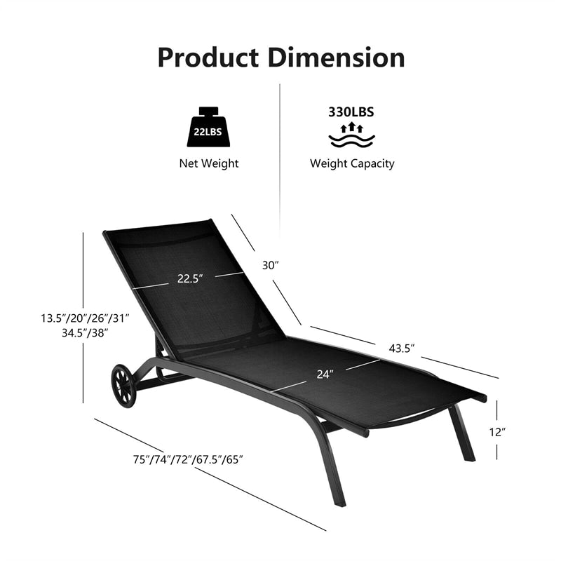Sunbat Patio Lounge Chairs Outdoor Chaise Lounger Lawn Recliner Garden Sunbat ...