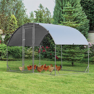 6.2ft Outdoor Metal Chicken Coop Hen Run House Galvanized Walk-in Dome Cage with Protective Cover