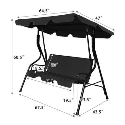 3 Seat Outdoor Patio Swing Chair Canopy Swing with Cushion and Steel Frame