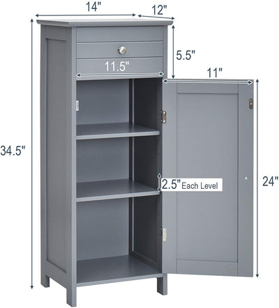 Floor Cabinet Free-Standing Wooden storage Organizer with Drawer and Shelf