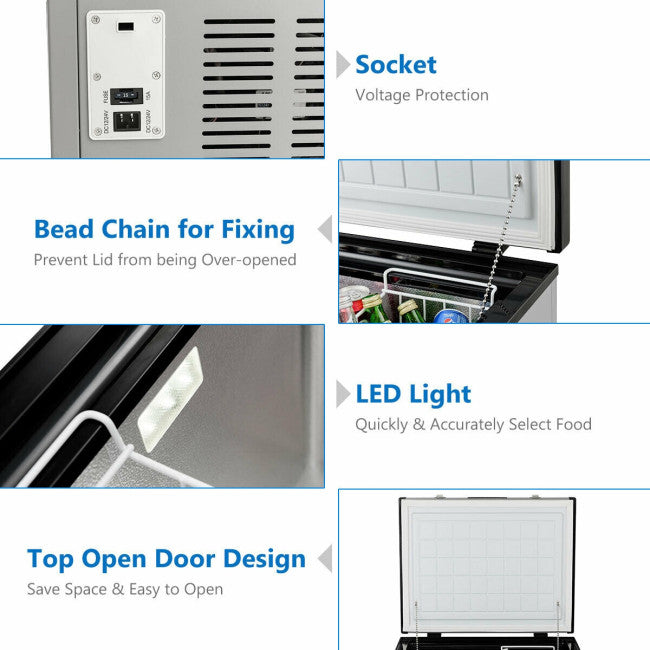63 Quart Portable Car Refrigerator Compressor Travel Electric Car Cooler Freezer with LCD Display