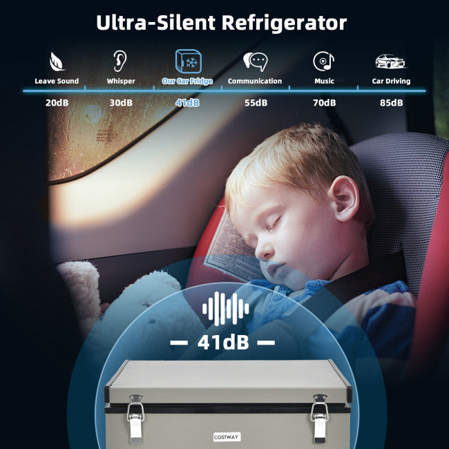 68 Quart Portable Car Refrigerator Chest Freezer Electric Compressor Fridge Cooler with AC and DC Adapter