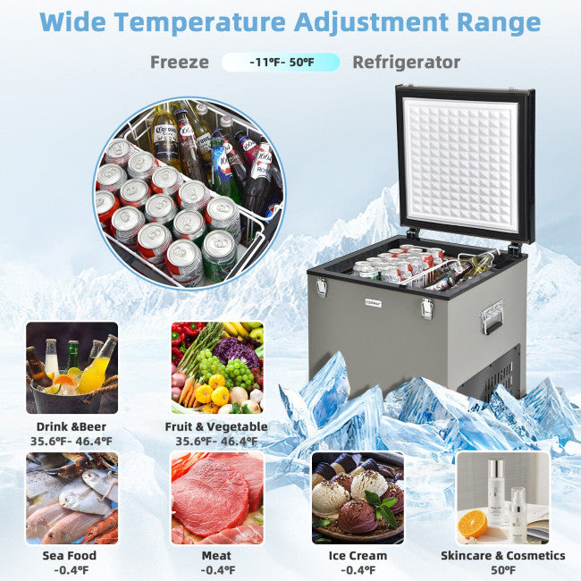 68 Quart Portable Car Refrigerator Chest Freezer Electric Compressor Fridge Cooler with AC and DC Adapter