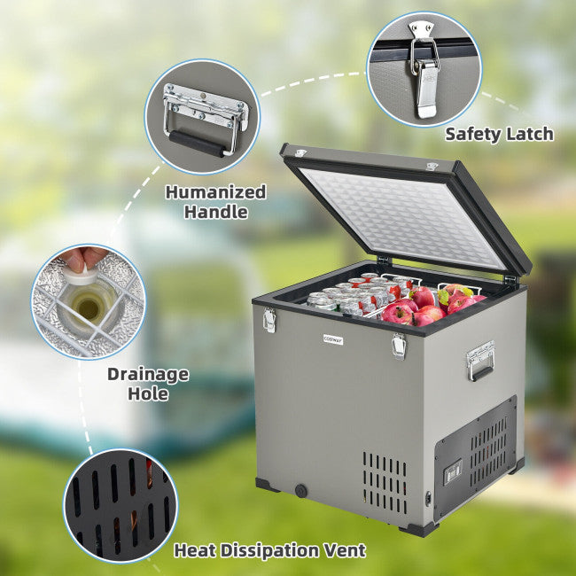 68 Quart Portable Car Refrigerator Chest Freezer Electric Compressor Fridge Cooler with AC and DC Adapter