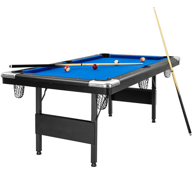 6FT Folding Pool Table 76 Inch Portable Billiard Tables with Adjustable Feet