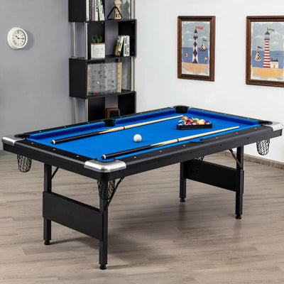 6FT Folding Pool Table 76 Inch Portable Billiard Tables with Adjustable Feet