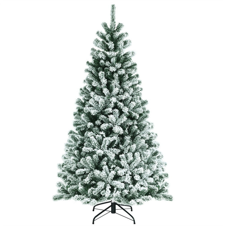 6FT Pre-Lit Snow-Flocked Hinged Christmas Tree with 928 Branch Tips