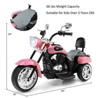 6V Kids Ride On Chopper Motorcycle 3 Wheel Battery Powered Trike with Headlight for Boys Girls Gift