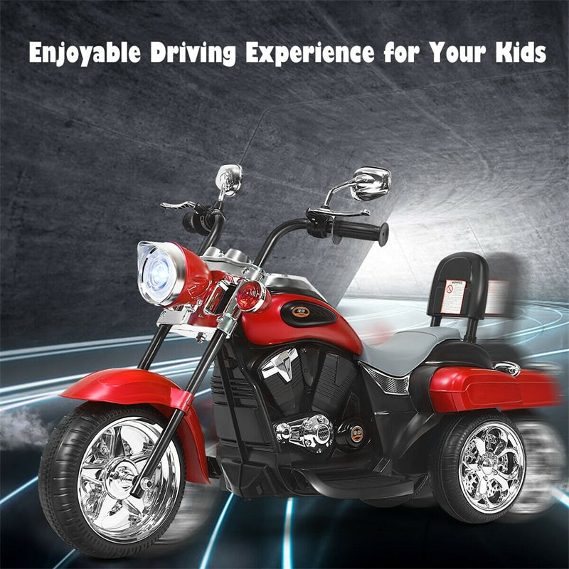 6V Kids Ride On Chopper Motorcycle 3 Wheel Battery Powered Trike with Headlight for Boys Girls Gift