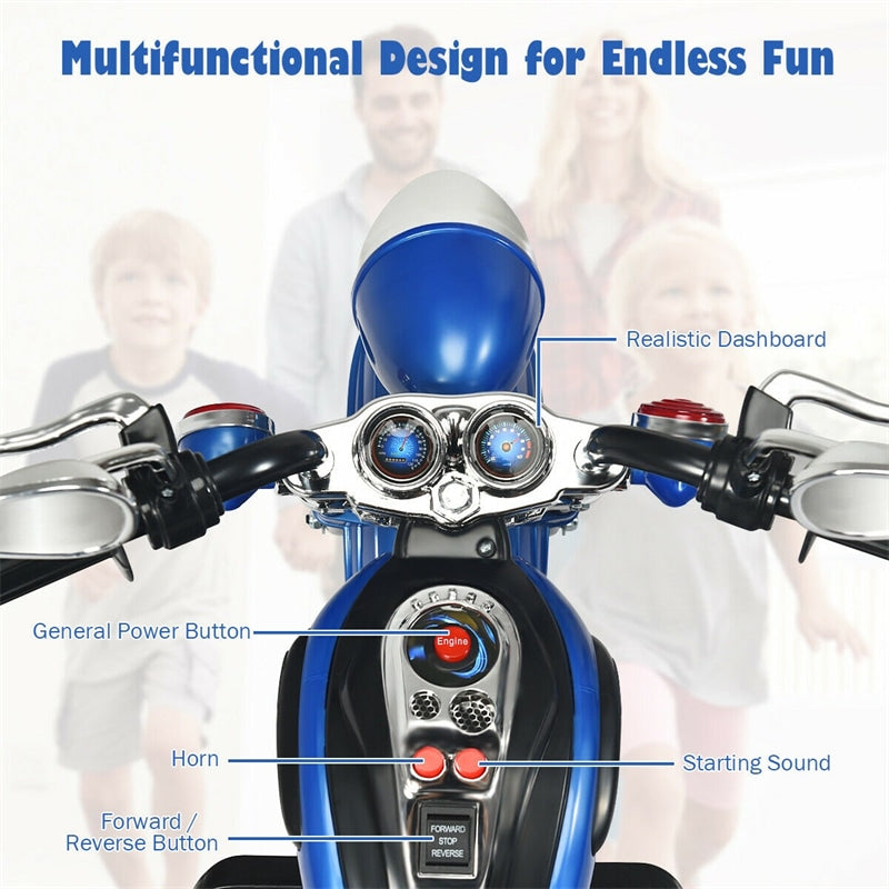 6V Kids Ride On Chopper Motorcycle 3 Wheel Battery Powered Trike with Headlight for Boys Girls Gift