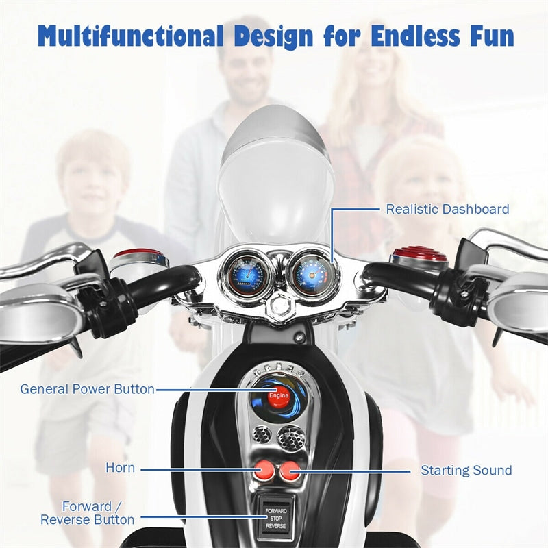 6V Kids Ride On Chopper Motorcycle 3 Wheel Battery Powered Trike with Headlight for Boys Girls Gift