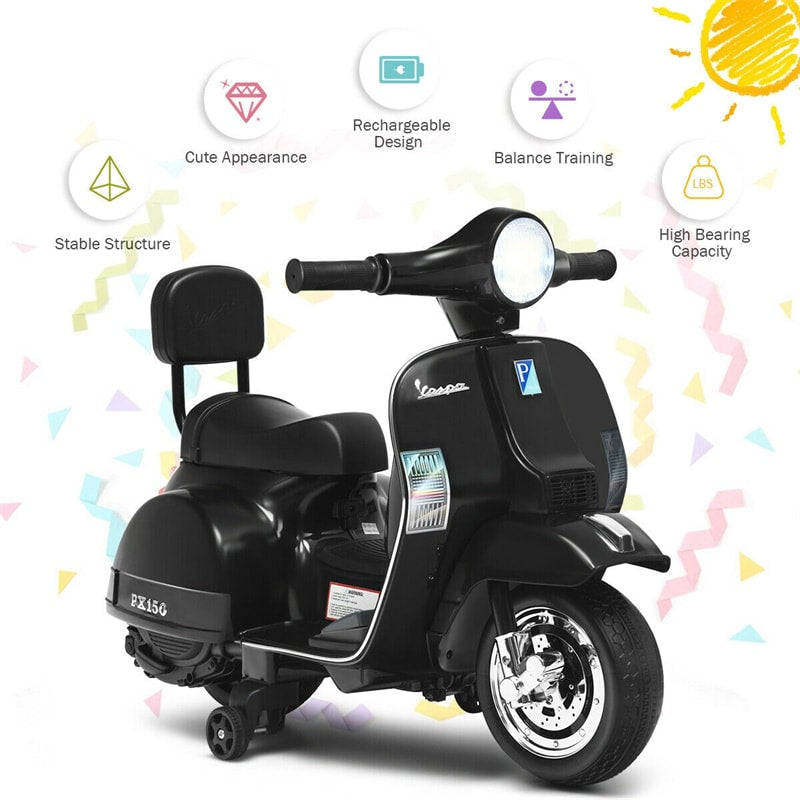 6V Battery Powered Kids Ride On Vespa Scooter Motorcycle for Toddler