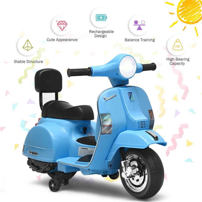 6V Battery Powered Kids Ride On Vespa Scooter Motorcycle for Toddler