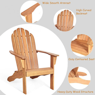 Outdoor Wooden Adirondack Lounge Chair Armchair with Ergonomic Design