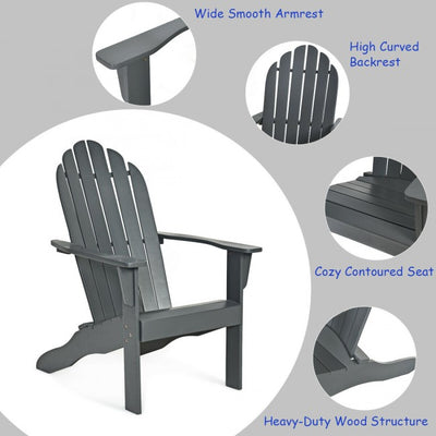 Outdoor Wooden Adirondack Lounge Chair Armchair with Ergonomic Design