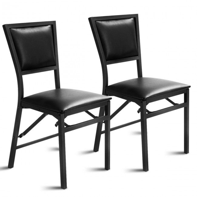 Set of 2 Metal Folding Chair Dining Chairs