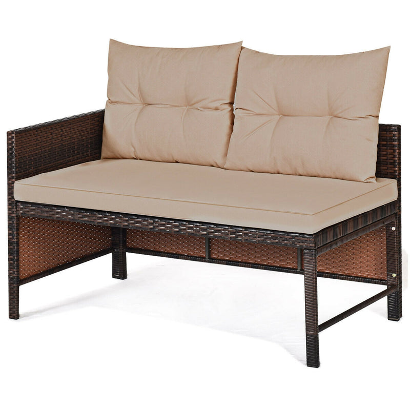 3 Piece Outdoor Patio Corner Rattan Sofa Set