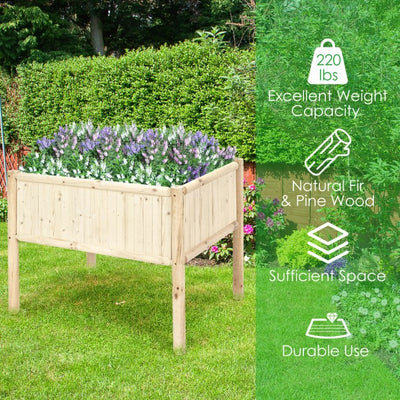 42" x 30" x 32" Raised Garden Bed Elevated Wooden Planter Box Stand with Bed Liner, 330lbs Capacity