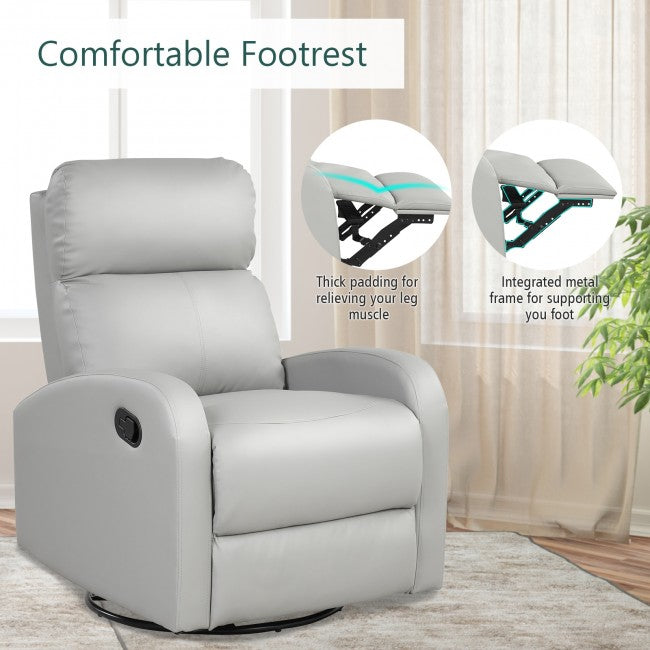 Single Recliner Chair Swivel Rocker Sofa Home Theater Seating with Padded Seat Backrest and Footrest