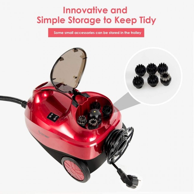 2000W Multifunctional Steam Cleaner Household Mop Heavy Duty Rolling Cleaning Machine with 19 Accessories for Carpet Floors