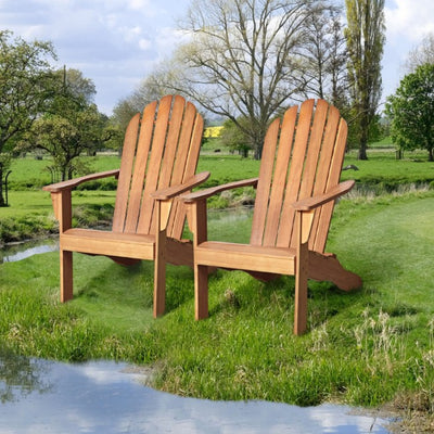 Outdoor Wooden Adirondack Lounge Chair Armchair with Ergonomic Design