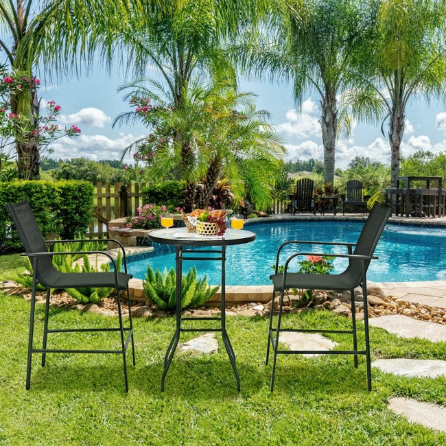 3 Pieces Outdoor Patio Bar Height Bistro Set with Stools and Table