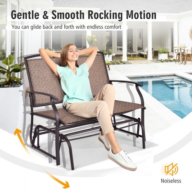 Iron Patio Rocking Chair Swing Chair Lounge Glider for Garden Backyard Pool