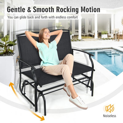 Iron Patio Rocking Chair Swing Chair Lounge Glider for Garden Backyard Pool