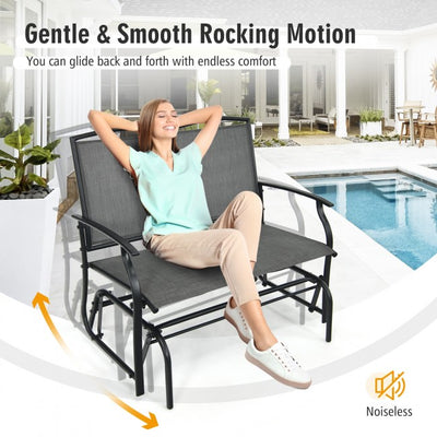 Iron Patio Rocking Chair Swing Chair Lounge Glider for Garden Backyard Pool