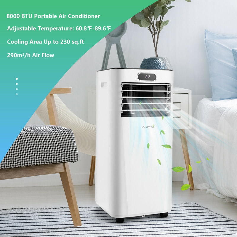 8000BTU 3-in-1 Portable Air Conditioner with Remote Control