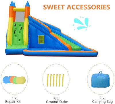 Kids Inflatable Water Slide Bouncing House with Carrying Bag and 480W Blower