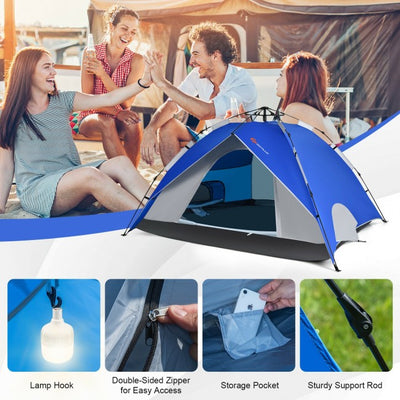 2-in-1 4 Person Instant Pop-up Waterproof Camping Tent