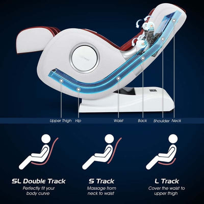 Zero Gravity Full Body SL Track Massage Recliner with Patented Pop-up Hand Massager and Air Pressure Massage Back Heater