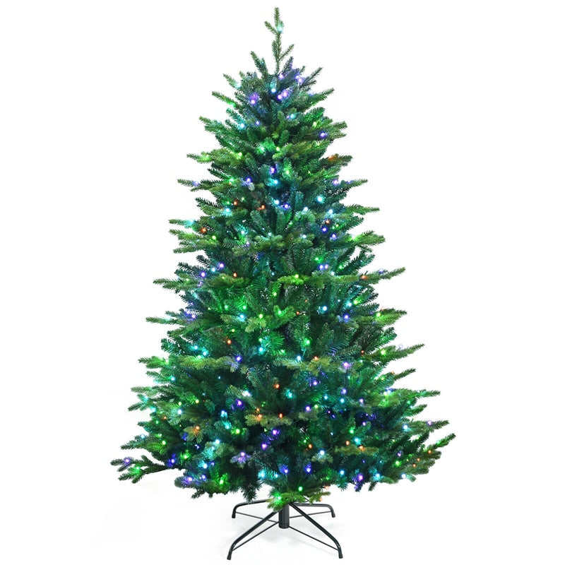 6ft Pre-lit Hinged Artificial Christmas Tree with APP Controlled LED Lights