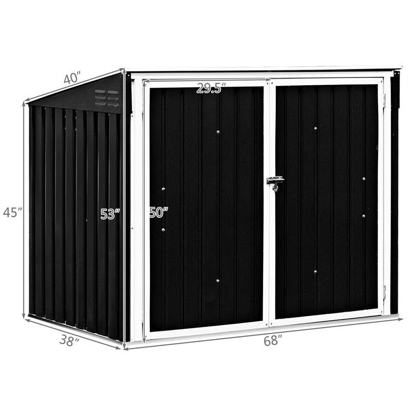 6x3FT Horizontal Metal Storage Shed Outdoor Multi-function Storage Cabinet for Garden Yard