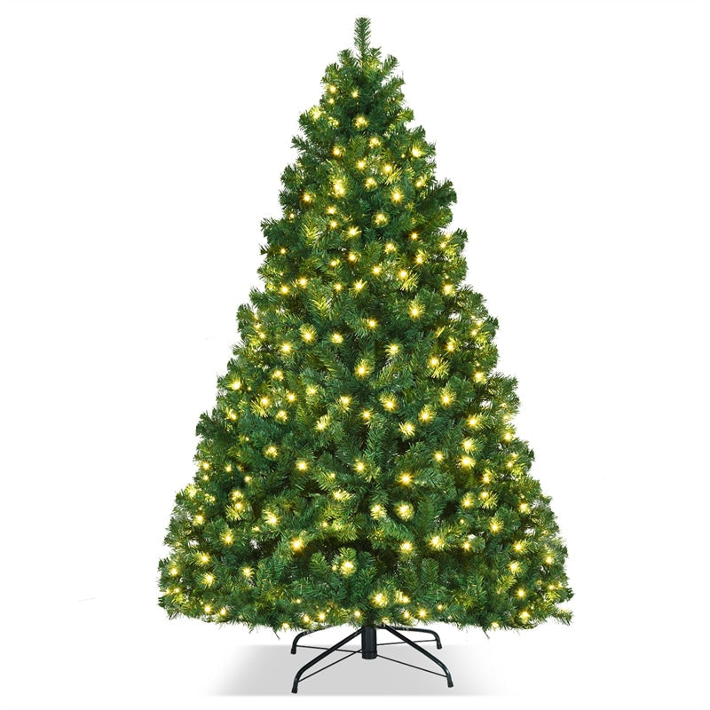 7.5FT Pre-Lit Hinged Spruce PVC Artificial Christmas Tree with 400 LED Lights