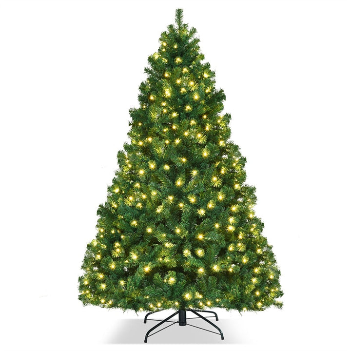 7.5FT Pre-Lit Hinged Spruce PVC Artificial Christmas Tree with 400 LED Lights
