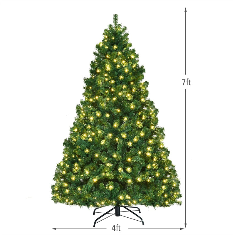 7.5FT Pre-Lit Hinged Spruce PVC Artificial Christmas Tree with 400 LED Lights