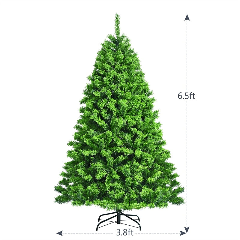 7.5ft Unlit Green Flocked Artificial Christmas Tree with Metal Stand